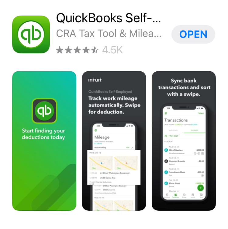 screen capture of the QuickBooks Self-Employed app page on the App Store