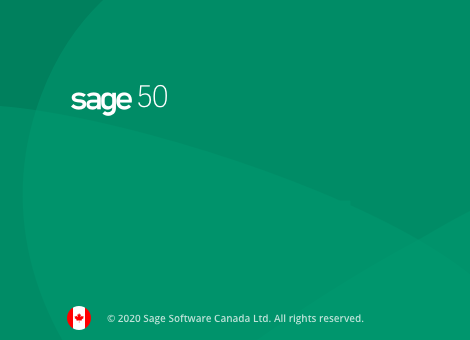 Sage 50 splash screen displayed when the software is first starting