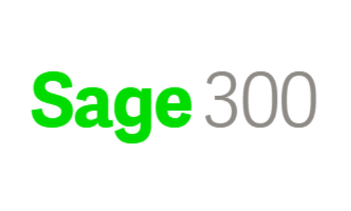 Sage 300 product logo, sage in bright green, 300 in dark grey